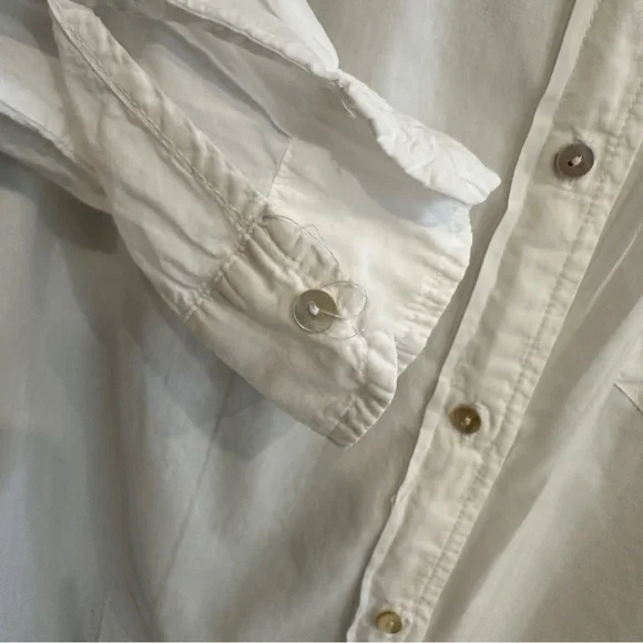 CALI by Cali Dreaming White Collarless Button Down Cotton Shirt Small - Picture 6 of 7